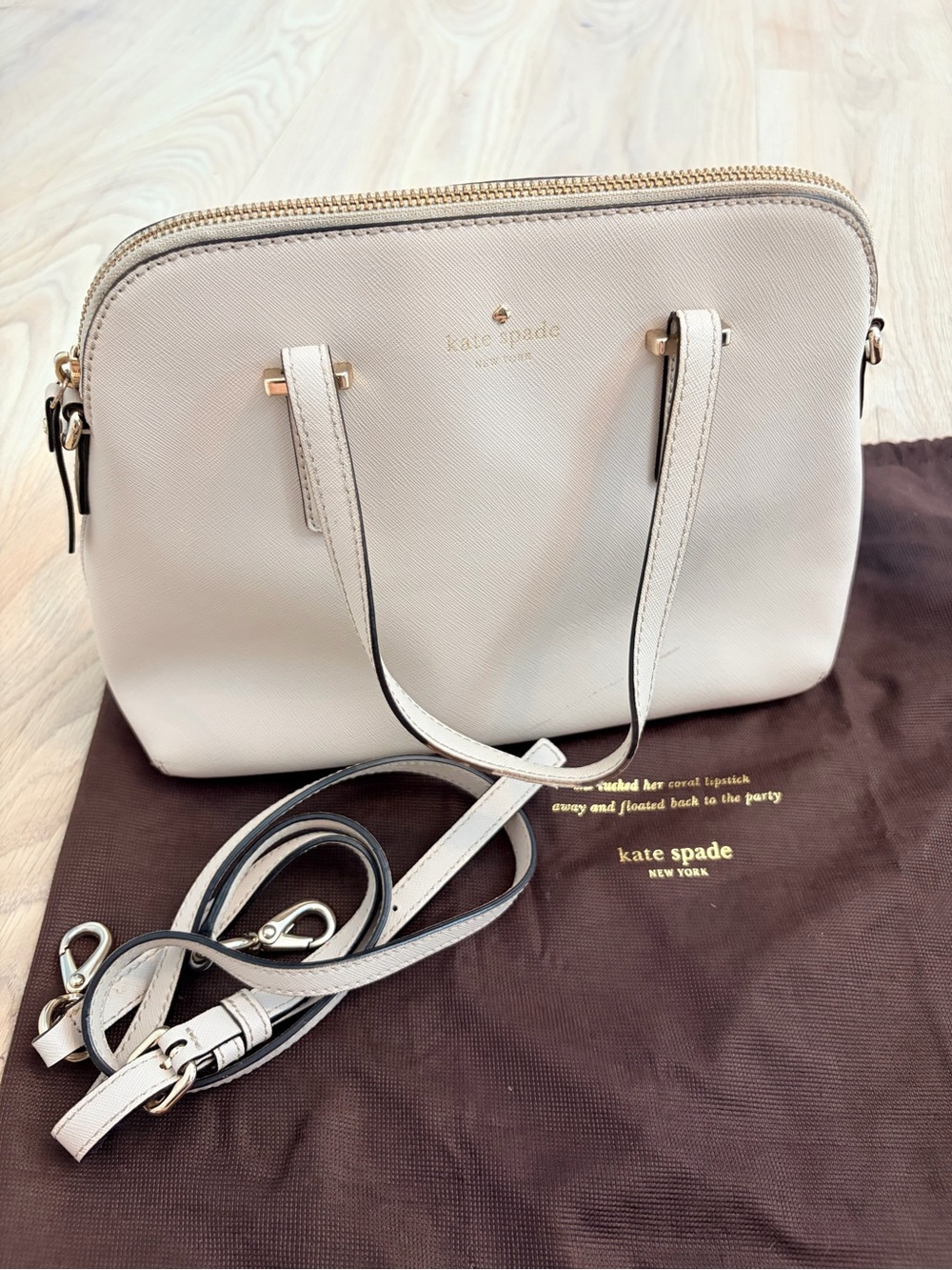 kate spade New York Cream Leather Dome Satchel